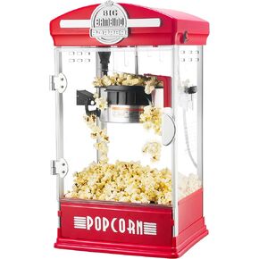 Big Bambino Popcorn Machine - Old-Fashioned Popcorn Maker with 4-Oz Kettle, Measuring Cups, Scoop, and Serving Cups by Great Northern Popcorn (Blue)
