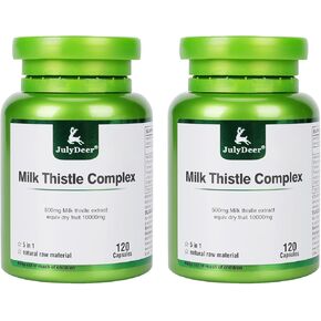 Milk Thistle Silymarin Marianum 500 mg Liver Support, Antioxidant Support, Detox, Liver Protection Capsules for Staying Up Late, Drinking and Hangover, Dull Skin - 120 Capsules