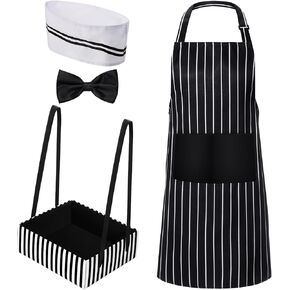SATINIOR 4 Pcs Adult Waiter Costume Hot Dog Soda Jerk Movie Night Waitress Costume 50s Carnival Circus Party Cosplay