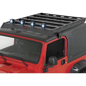 Roof Rack Cargo Basket with 4 PCS LED Light Bar Compatible with 2007-2024 Jeep Wrangler JK JL Unlimited & Gladiator JT 4 Doors Hardtop Model, JKU JLU Luggage Storage Carrier Rooftop Racks