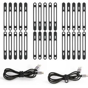 Viaky 10 Piece Silicone Reusable Cable Ties Cord Organizer Wire Holders For Cords Cable Straps Travel USB Charging Earphone Cable Management (Black)