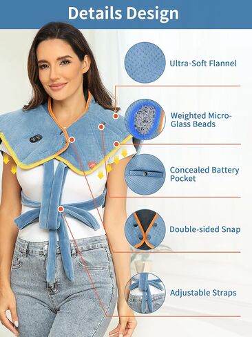 Heating Pad for Neck and Shoulders and Back with Battery,12V Cordless Heated Pad with Vibration Massager and 3 Heating Modes,Portable Weighted Electric Heat Pad,16.9'' x 23.6'' in Saudi Arabia