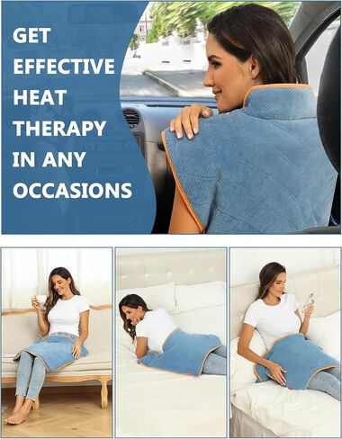 Heating Pad for Neck and Shoulders and Back with Battery,12V Cordless Heated Pad with Vibration Massager and 3 Heating Modes,Portable Weighted Electric Heat Pad,16.9'' x 23.6'' in Saudi Arabia