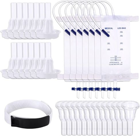 21 Pcs Male External Catheter Kits Include 14 Condom Catheters External Self-Seal 30mm 6 1000ml Urine Leg Bag Anti Slip Foley Catheter Stabilization Holder Straps for Fast and Easy Draining in Saudi Arabia