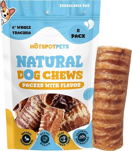 hotspot pets Premium 12'' Beef Trachea for Dogs Large - All Natural Long Lasting Dog Chews Rich in Glucosamine & Chondroitin 100% Beef Chews Single Ingredient Grass Fed Dog Treats in Kuwait