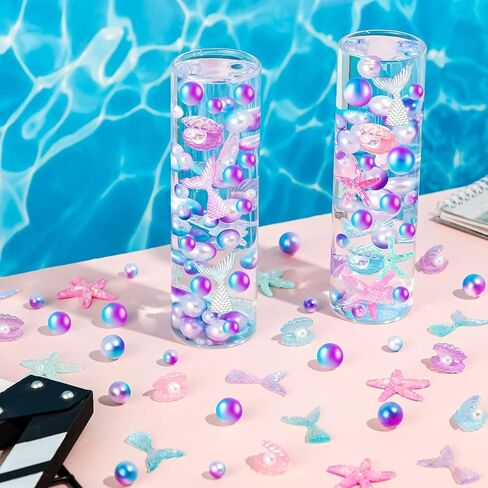 120 Pcs Mermaid Vase Filler, Summer Beach Shells Fish Tail Stelleroid Multicolor Pearl Bead for Table Centerpiece Room Home Decor in Saudi Arabia