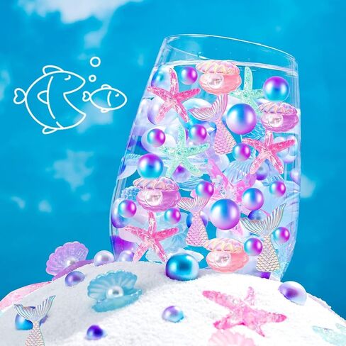 120 Pcs Mermaid Vase Filler, Summer Beach Shells Fish Tail Stelleroid Multicolor Pearl Bead for Table Centerpiece Room Home Decor in Saudi Arabia