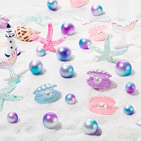 120 Pcs Mermaid Vase Filler, Summer Beach Shells Fish Tail Stelleroid Multicolor Pearl Bead for Table Centerpiece Room Home Decor in Saudi Arabia
