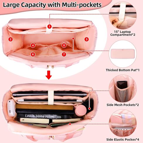 Teacher Tote Bag with 15.6 Inch Laptop Compartment, Soft Nylon Teacher Utility Bag with Multiple Pocket& Shoulder Strap, Large Work Tote Bag for Office& Teacher Supplies Organizer Women (Black) in Saudi Arabia