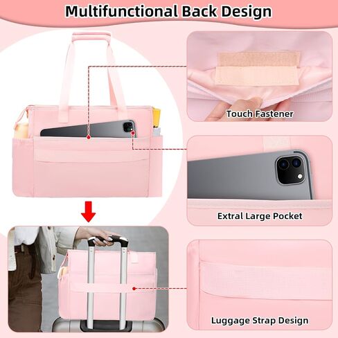 Teacher Tote Bag with 15.6 Inch Laptop Compartment, Soft Nylon Teacher Utility Bag with Multiple Pocket& Shoulder Strap, Large Work Tote Bag for Office& Teacher Supplies Organizer Women (Black) in Saudi Arabia