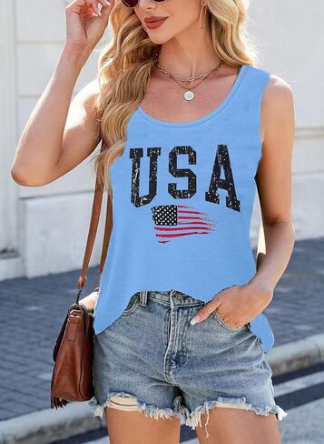 Sunflower American Flag Home of The Free Because of The Brave Tank Top Women 4th of July USA Patriotic Tee Shirt in Kuwait