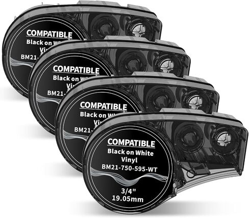 Airmall Compatible Label Tape Replacement for M21-750-499 Label Cartridge Label Maker Tape Multi-Purpose Nylon Cloth Tape 3/4 Inch, Black on White for Wire and Cable Marking, 0.75 Inch x 21ft in Saudi Arabia