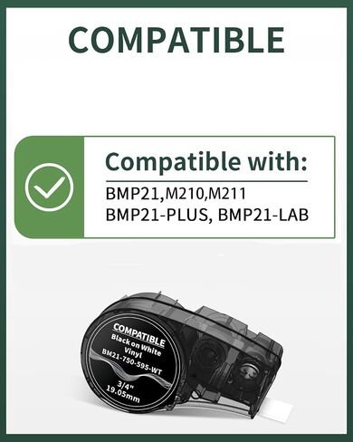 Airmall Compatible Label Tape Replacement for M21-750-499 Label Cartridge Label Maker Tape Multi-Purpose Nylon Cloth Tape 3/4 Inch, Black on White for Wire and Cable Marking, 0.75 Inch x 21ft in Saudi Arabia