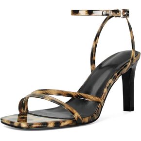SOVANYOU Heeled Sandals for Women Dressy Square Open Toe Strappy High Heels with Ankle Strap for Wedding Party Daily Wear