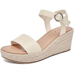 Luoika Women's Wide Width Wedge Sandals, Ankle Strap Open Toe Platform Espadrille Wedge Pump Heel Women's Sandals Concise Casual Summer Shoes.