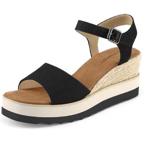 mysoft Womens Espadrille Wedge Sandals EVA Sole Platform Sandal Open Toe Ankle Strap Buckle Shoes