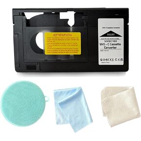 Motorized VHS-C to VHS Cassette Adapter for VCR SVHS Camcorders JVC RC+ with 3 Pcs Lens Clean Cloth Not Compatible with Silicone Dish Brush