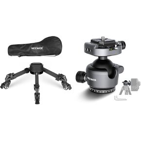NEEWER Photography Tripod Dolly, Quick Lock Release Camera Dolly with 2" Rubber Wheels, Telescopic Legs for DSLR Cameras Camcorder Photo Video Recording, GM41 Low Profile Tripod Ball Head Included