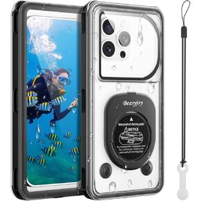 Beasyjoy Waterproof Phone Case, Underwater Phone Case for Snorkeling, Universal IPX8 Diving Case with Lanyard Up to 6.9" for iPhone 16/15/14/13/12 Pro Max, Samsung S24/S23/S22/Google/Moto - Black