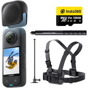 Insta360 X3 - Waterproof 360 Action Camera with 1/2" 48MP Sensors, 5.7K 360 Active HDR Video, 72MP 360 Photo, 4K Single-Lens, 60fps Me Mode, Stabilization, 2.29" Touchscreen, AI Editing, Live Stream