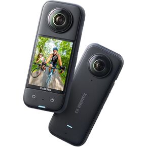 Insta360 x3 - كاميرا Action 360 مقاومة للماء مع 1/2 "مستشعر 48 ميجابكسل ، 5.7k 360 فيديو HDR النشط ، 72 ميجابكسل 360 صورة ، 4K عدسة واحدة ، وضع 60FPS لي ، التثبيت ، 2.29" in Kuwait