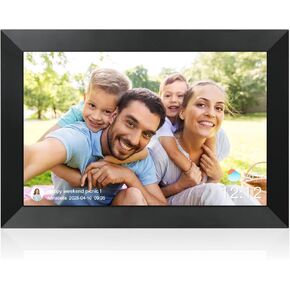 آنا بيلا إطار الصورة الرقمية 10.1 بوصة IPS HD شاشة اللمس WIFI إطار الصورة الرقمية الذكية مع تخزين 16 جيجابايت ، الدوار التلقائي ، وسهولة الإعداد لمشاركة الصور أو مقاطع الفيديو عن بُعد عبر تطبيق AIMOR Black