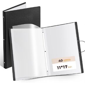 Joycat Portfolio Binder 11 "x17" ، 40 مجلد فني من جيوب مع صفحات عرض واضحة ، 80 ورقة عرض تقديمي للفنانين والطلاب (أسود)