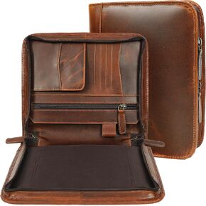 Elizo A5 Leather Zipper Portfolio Organizer