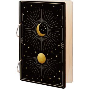 Superdant Wooden Leaf Leaf Binder Stars and Moon Greeting Card Organizer Moon Postcard Photo Photo Abrum 2-choling cover goft home biard birthday storage storage storage storage