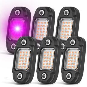 6Pods White Rock Lights 24 LEDs Chips Neon Trail Rig Lamp Underglow Lights for Cars Trucks SUV ATV UTV Boats (White)