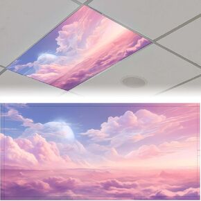 2Pack Flowers Fluorescent Light Cover for Classroom, Magnetic Drop Ceiling Decorative Film Filter,Eliminate Harsh Glare Causing Eyestrain and Headaches,4 X 2 Feet