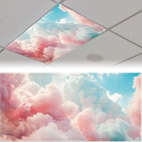 2Pack Stained Glass Fluorescent Light Cover for Classroom, Magnetic Drop Ceiling Decorative Film Filter,Eliminate Harsh Glare Causing Eyestrain and Headaches,4 X 2 Feet in Saudi Arabia