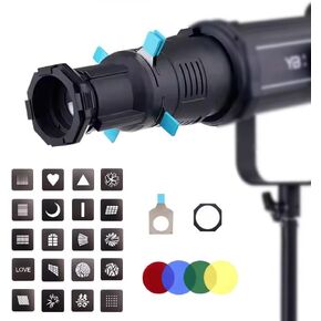 Bowens Mount 36° Lens Spotlight Conical Optical Snoot kit,Photography Studio Lighting Projector Accessory with 20 Gobos,4 Color Filters for Aputure Amaran 100DS/XS 200XS/DS 300C/DII/X 60D/XS