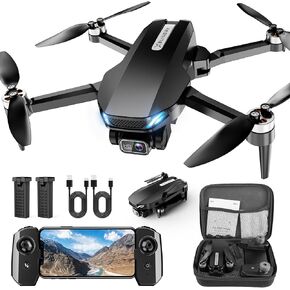 Drone with Camera, 2K HD FPV Drone with Brushless Motor, Altitude Hold, Gesture Selfie, One Key Take Off/Landing, 3D Flips, Waypoint Fly, 2 Batteries, Foldable Mini Drones for Kids and Beginners