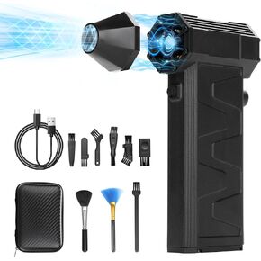 Compressed Air Duster – 180000 RPM, Continuously Speed Adjustable, Rechargeable Cordless Air Blower for Keyboard & Electronics Cleaning, Replaces Compressed Air Cans (Black)