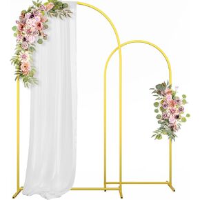 Metal Arch Backdrop Stand Wedding Arch Frame Set of 2 (7.2FT/6FT) Gold Backdrop Arch Stand for Wedding Ceremony Birthday Party Baby Shower Graduation Ceremony Decoration