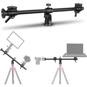 NEEWER 25"/62cm Horizontal Tripod Center Axis with 3/8" Screw, Aluminum Alloy 360° Rotatable 180°Vertical Adjustable Tripod Extension Boom Arm for Camera Macro Overhead Photography (Load up to 22lb)