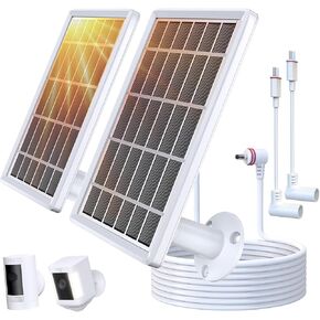 Solar Panel Charger for Ring Camera, Camcorder Solar Charger Compatible with Ring Stick Up Cam Battery, Stick Up Cam Pro Battery, Spotlight Cam Plus Battery, Spotlight Cam Pro Battery, 3W, 2 Pack