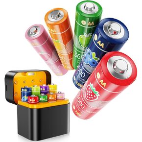 MINISO 8 Rainbow-colored Rechargeable AA Batteries Lithium, 3600mAh Super Capacity Double A Batteries with Fast Charger, up to 1600+ Cycle Times,1.5V Lithium ​for Blink Outdoor Camera,Game Controllers