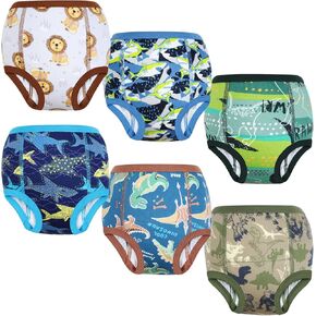 MOEMOE BABY Training Underwear 6 Packs 100% Cotton Absorbent Potty Training Pants for Toddler Boys and Girls 2-9 Years