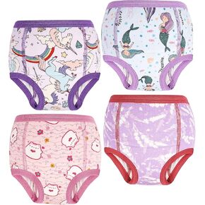 MOEMOE BABY Training Underwear 4 Packs 100% Cotton Absorbent Potty Training Pants for Toddler Boys and Girls 2 Years