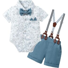 Yallet Baby Boy Clothes Suit Weleborn Infant itslemance outfits ، قميص اللباس الرسمي+Bowtie+Sopender Shorts Party Party Party Set