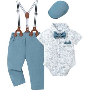 Coco & Rara Baby Boy Lalke Suits Infant Tuxedo Gentleman Dress Shirt مع Bowtie Bert Suverender Pants مجموعات من 0 إلى 18 مترًا