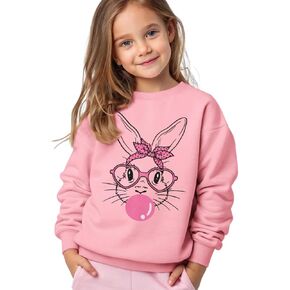 CM C&M WODRO Toddler Baby Girl Easter Sweatshirt Cute Bunny Printed Pullover Long Sleeve Lightweigtht Shirt Top