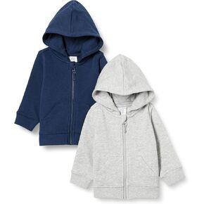 Amazon Essentials Unisex Toddlers and Babies' French Terry Zip-Up Hoodie, Multipacks