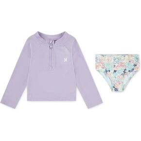 Hurley Unisex Baby Long Sleeve Rash Guard Swim Suit 2-Piece Outfit Set