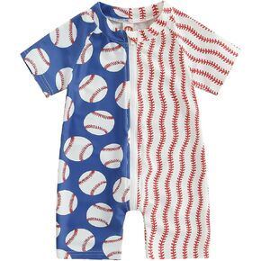 Toddler Infant Baby Boy Swimsuit One Piece Zipper Rash Guard Short Sleeve Swimwear Bathing Suit Beach Sunsuit