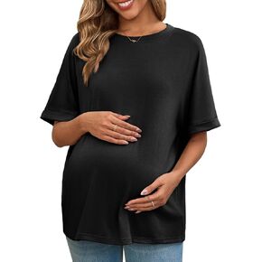 Tankaneo Womens Paternity T قمصان كبيرة الحجم قصيرة الأكمام قمم تونك تونس غير رسمية الصيف فضفاضة ملاءمة الحمل الطاقم in Saudi Arabia