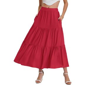 تنانير Maxi Maxi bloggerlove للنساء الصيفي الصيفي الطويل التنورة بوهو بوهو تنانير مع جيوب XS-XL