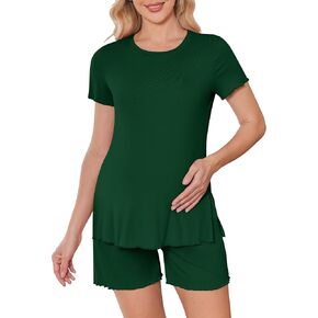 Ekoauer Women 2 Piece Maternity Pajamas Set Lightweight Pregnancy Outfit Ribbed Knit Postpartum Loungewear Set with Pocket in Saudi Arabia